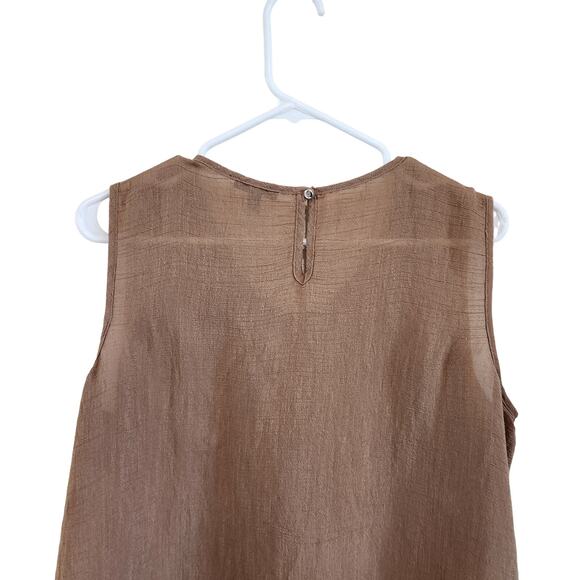 Sami & Jo Basic Round Neck Short Sleeve Textured Brown Blouse Rayon Size XL - Picture 5 of 9